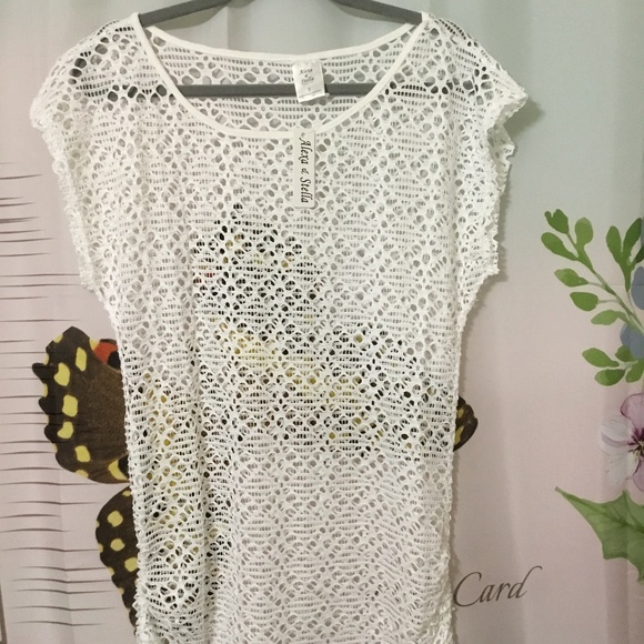 Alexa and Stella Open Knit Sleeveless Lightweight White, NWT Swim Suit Cover-Up - Picture 2 of 7